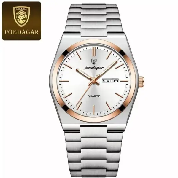Poedagar 930 Rose White Stainless Steel Men's Watch