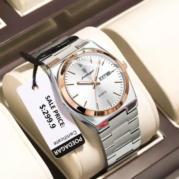 Poedagar 930 Rose White Stainless Steel Men's Watch - Image 2