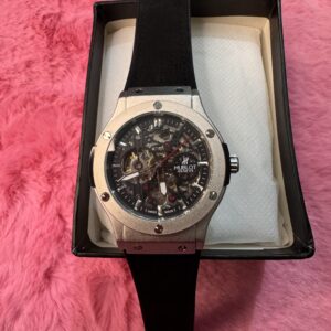 Hublot Automatic Mechanical Black leather strap white dail Watch | HBLT Watch 281 B