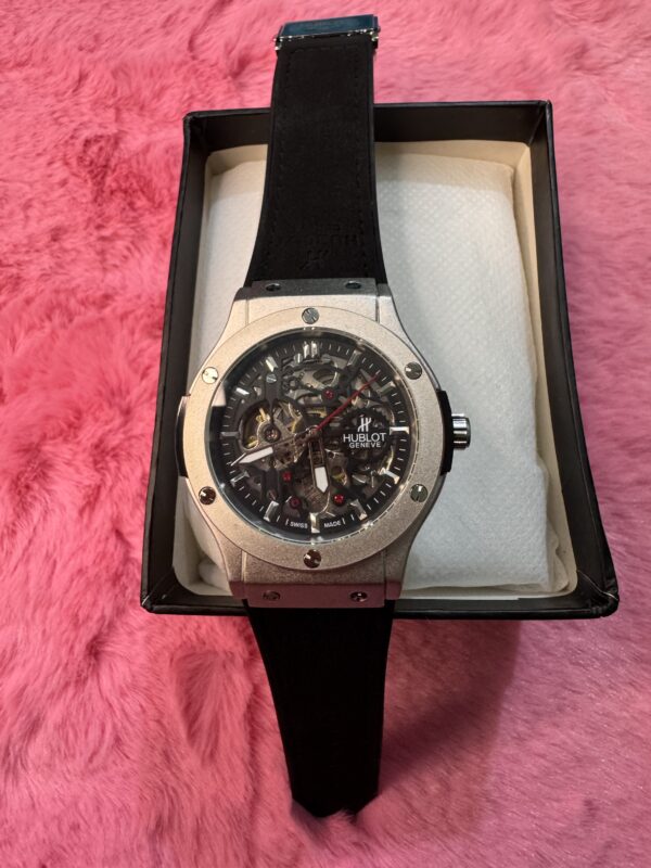Hublot Automatic Mechanical Black leather strap white dail Watch | HBLT Watch 281 B