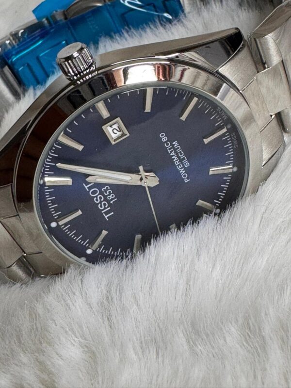 Tissot 1853 Powermatic 80 Silicium Automatic Watch- Silver Blue Dail - Image 3
