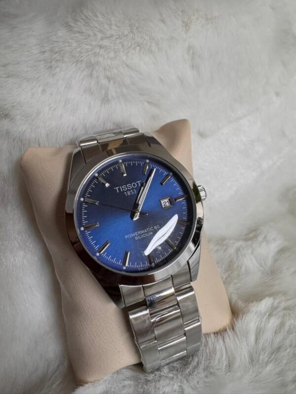 Tissot 1853 Powermatic 80 Silicium Automatic Watch- Silver Blue Dail - Image 5