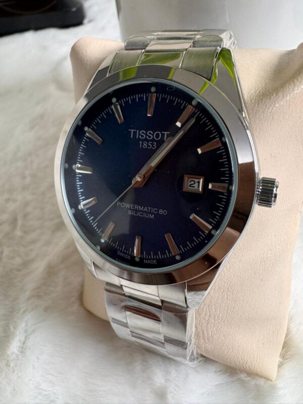 Tissot 1853 Powermatic 80 Silicium Automatic Watch- Silver Blue Dail - Image 6