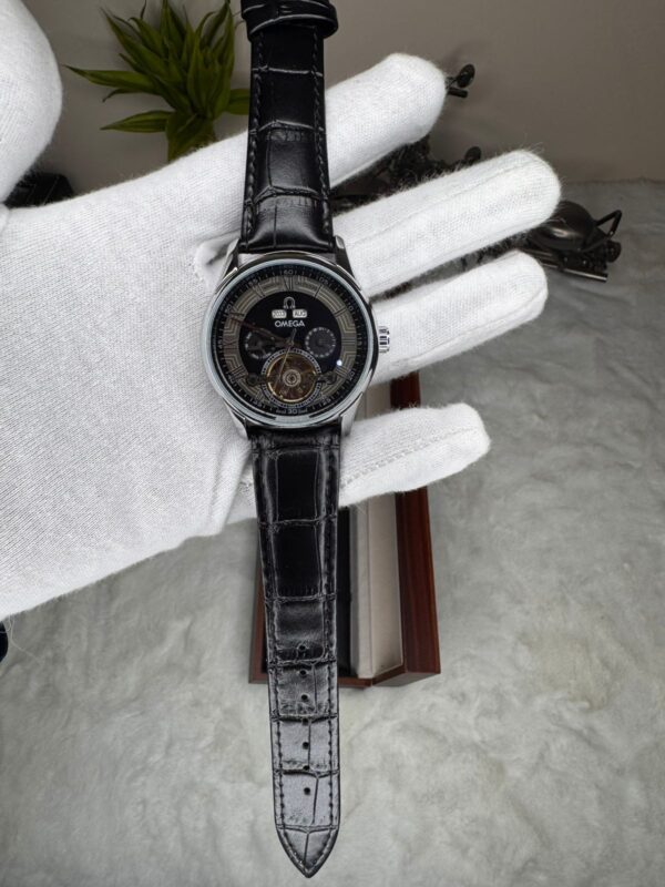 Omega Dress Watch — Tourbillon-style | Black Dial | Leather Strap - Image 5