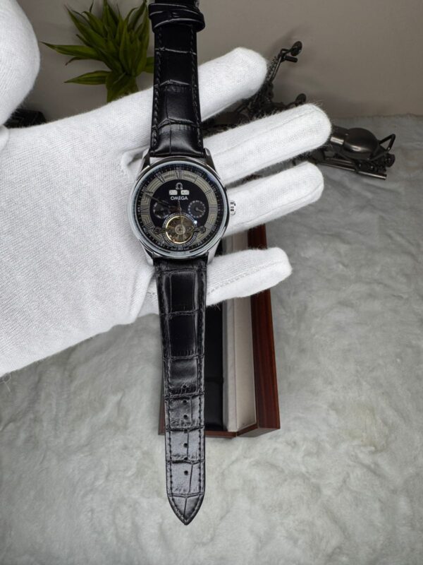 Omega Dress Watch — Tourbillon-style | Black Dial | Leather Strap - Image 4