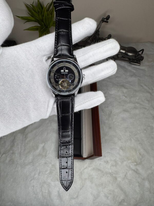 Omega Dress Watch — Tourbillon-style | Black Dial | Leather Strap - Image 2