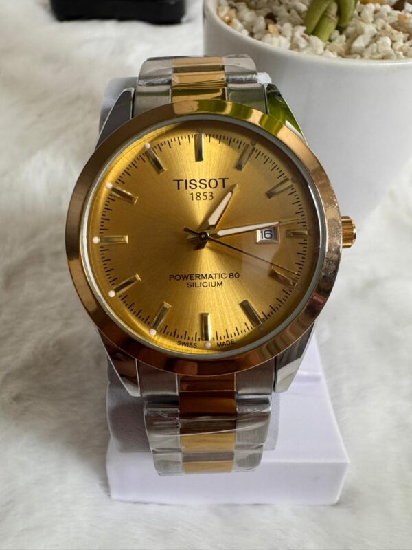 Tissot 1853 Powermatic 80 Silicium Automatic Watch- Silver Golden Dail
