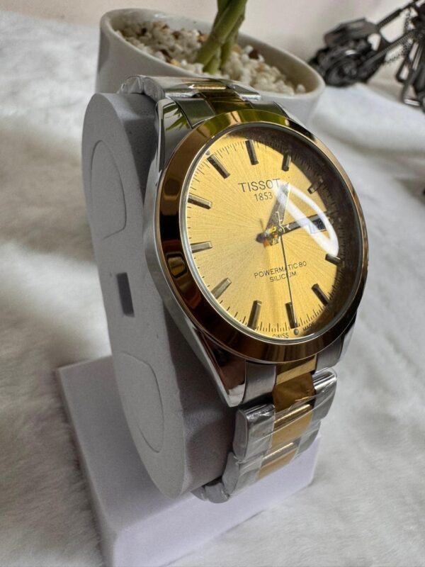 Tissot 1853 Powermatic 80 Silicium Automatic Watch- Silver Golden Dail - Image 6