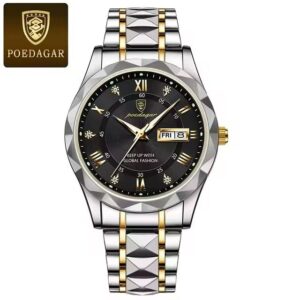 Poedagar 615 Black Stainless Steel Waterproof Men’s Watch