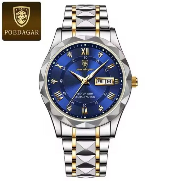 Poedagar 615 blue Stainless Steel Waterproof Men’s Watch