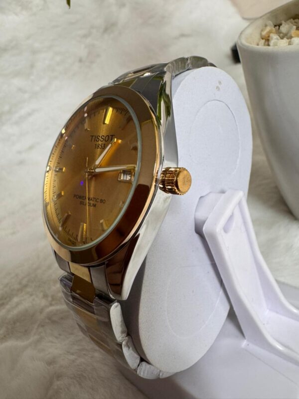 Tissot 1853 Powermatic 80 Silicium Automatic Watch- Silver Golden Dail - Image 5