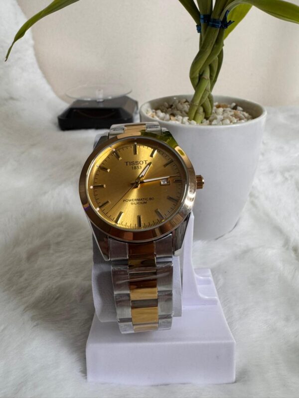 Tissot 1853 Powermatic 80 Silicium Automatic Watch- Silver Golden Dail - Image 4