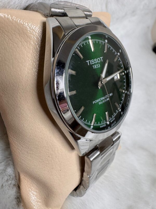 Tissot 1853 Powermatic 80 Silicium Automatic Watch- Silver Green Dail - Image 3