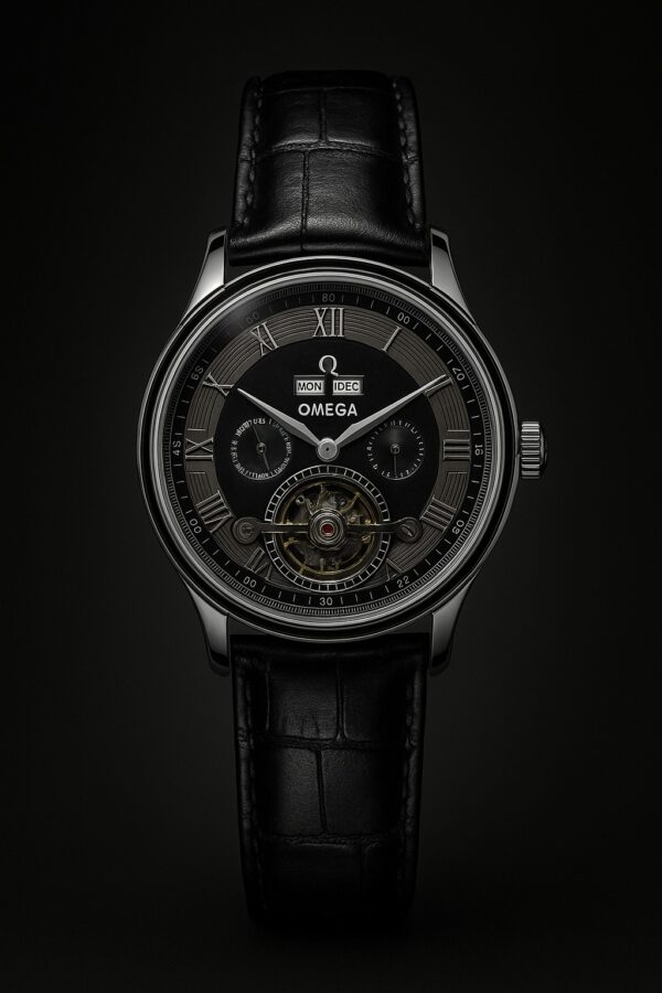 Omega Dress Watch — Tourbillon-style | Black Dial | Leather Strap