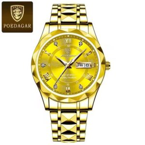 Poedagar 615 Gold Stainless Steel Waterproof Men’s Watch